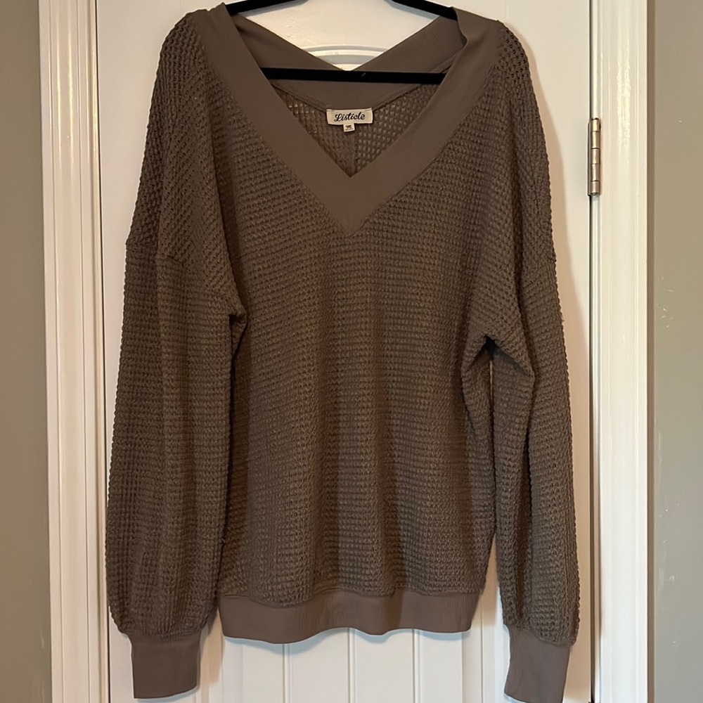 Medium Taupe Waffle Knit Boutique Tunic